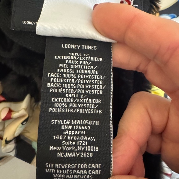 Looney Tunes Members Only Jacket Womens S Hoodie and reversible jacket black fur - Picture 8 of 10